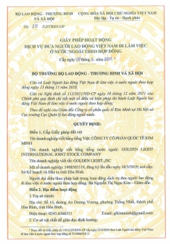 Giấy phép Xuất khẩu lao động